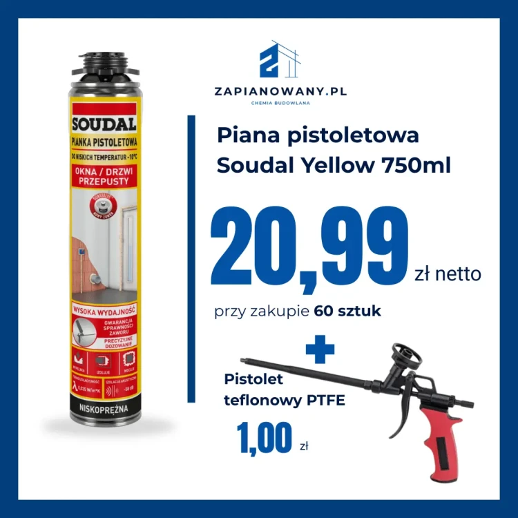 Zestaw 60x Soudal Yellow i pistolet teflonowy 1zł (2).webp