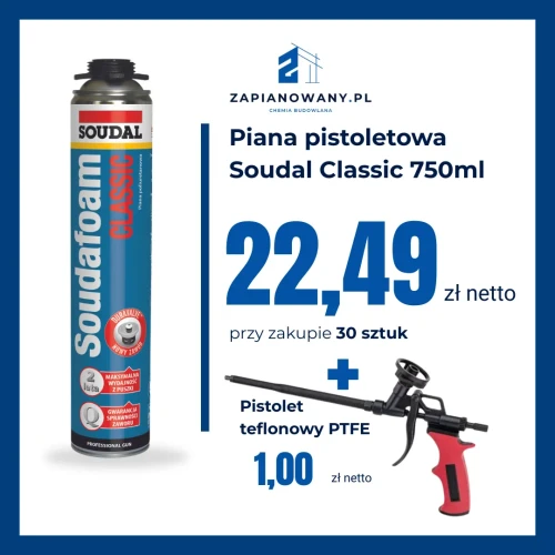 Zestaw 30x Soudal Classic i pistolet teflonowy za 1zł.webp