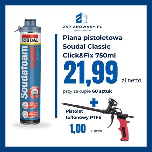 Zestaw 60x Soudal Classic Click&Fix i pistolet teflonowy 1zł.webp