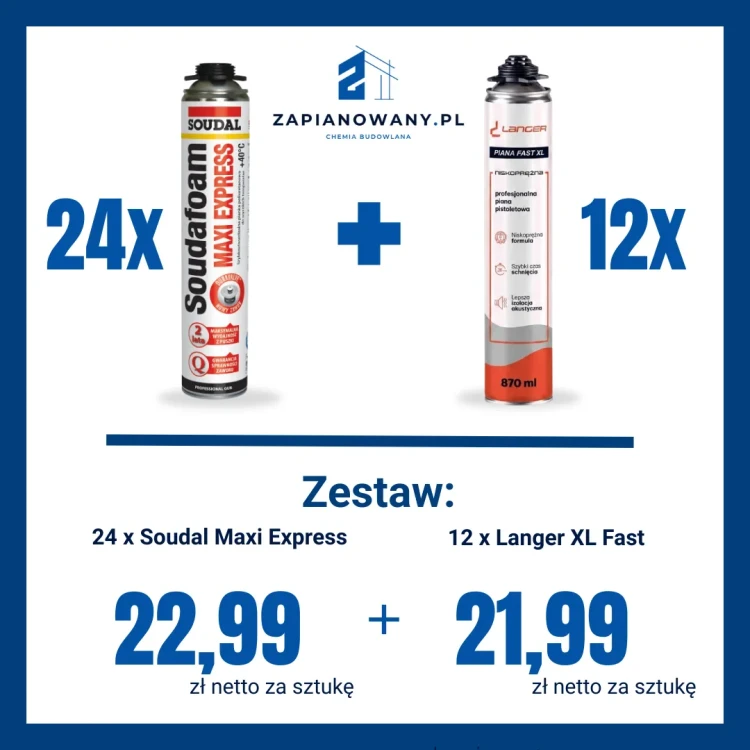 Zestaw 24x Soudal Maxi Express 22,99 i 12x Langer XL Fast 21,99.webp